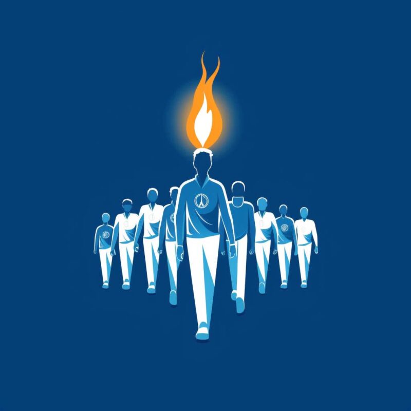 Duk179 A Leader Holding A Torch Leading Way To His Followers To 3d23537f 6e08 4fda 9905 Af33997ef48b
