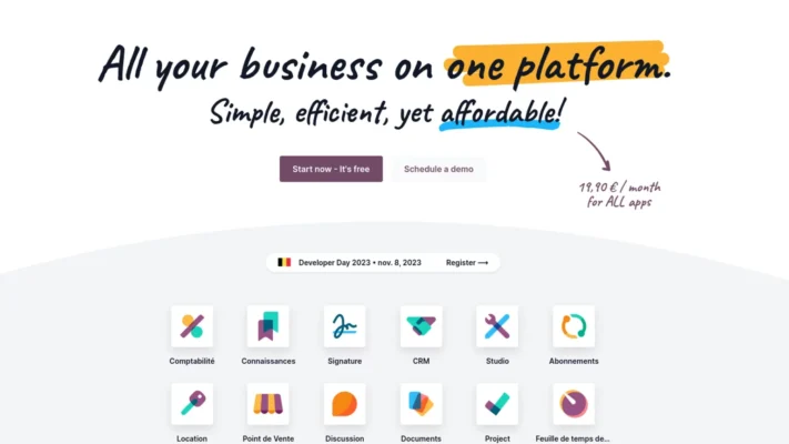 Business platform advertisement with features